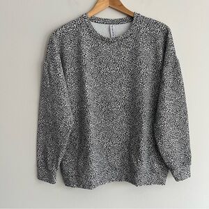 Athleta Studio Street Black And White Leopard Print Sweatshirt Medium
